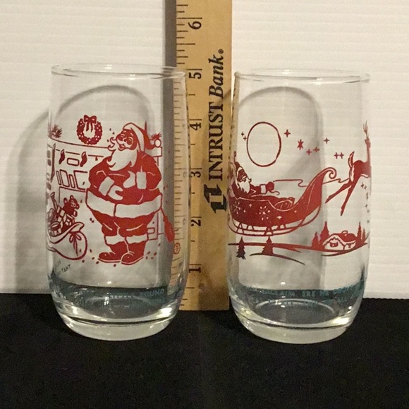 Vintage Red Santa ‘Twas the Night Before Christmas Glasses 1950s Sealtest Promo - Picture 9 of 13